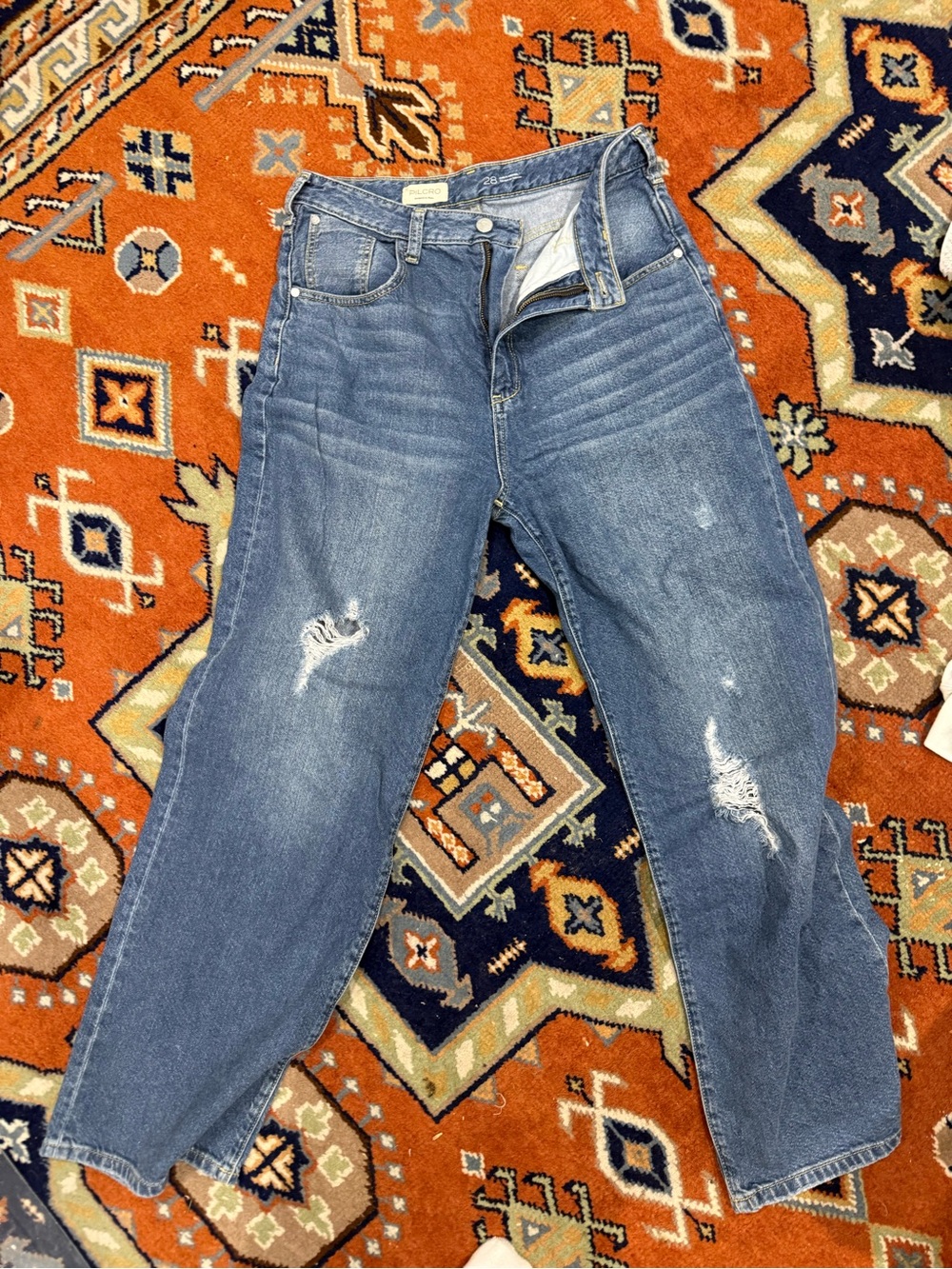 Pilcro Distressed Blue Boyfriend Jeans